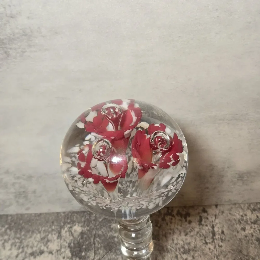 Footed Floral Paperweight on Pedestol 7